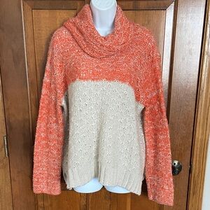 Wooden Ships Mohair Blend Cozy Open Knit Cowl Neck Color Block Size Large